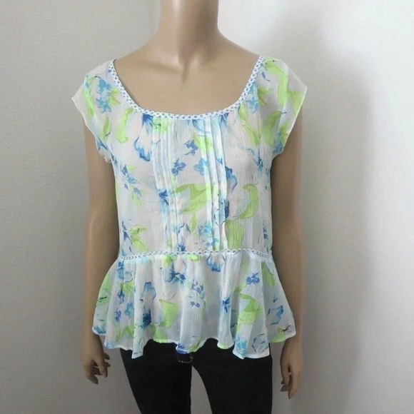 Hollister Floral Sheer Top Size Small Chiffon - Picture 1 of 7